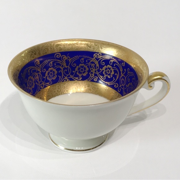 Vintage West Germany Alka Kunst Kronach Bavaria Teacup Gold Gilt Cobalt Blue - Picture 5 of 12
